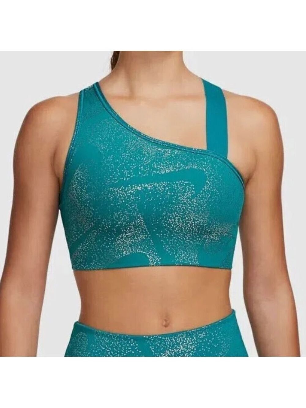 Nike Bright Spruce Swoosh Asymmetrical Non-Padded Sports Bra (DQ5242-367) Sz XL
